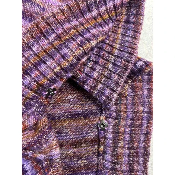 Leo & Nicole Striped Knit‎ Poncho Shawl Sweater Purple Multi Color Size M - Picture 4 of 6